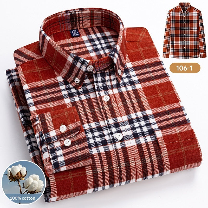 Cotton Plaid Long-sleeve Shirt For Layering Or Wearing On Its Own
