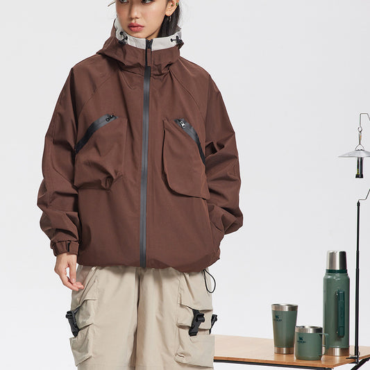 Men's Fashion Retro Contrast Color Outdoor Shell Jacket