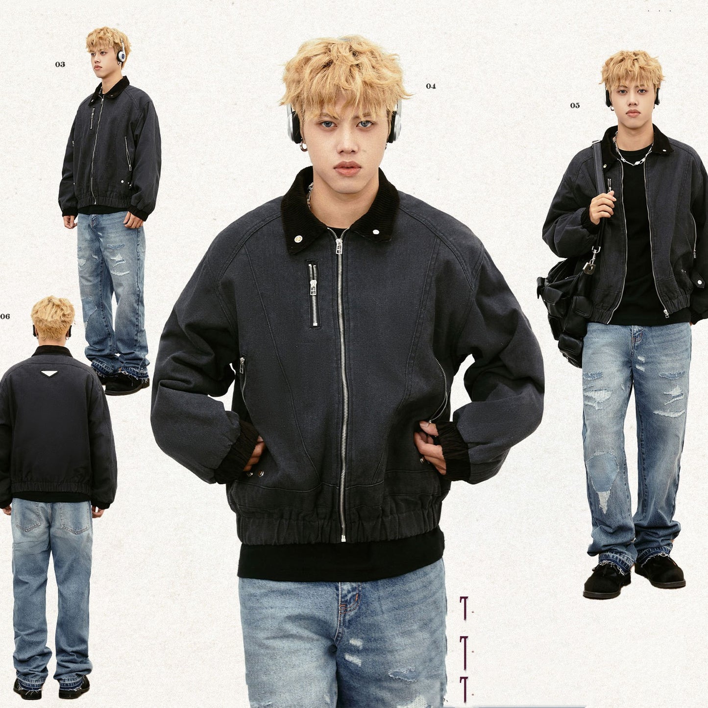 Denim Lapel Thickening Jacket Men