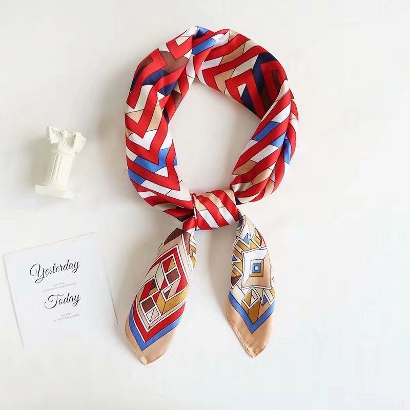 Four Seasons New Printing Decoration Ethnic Flowers Wild Tie Hair Small Square Scarf