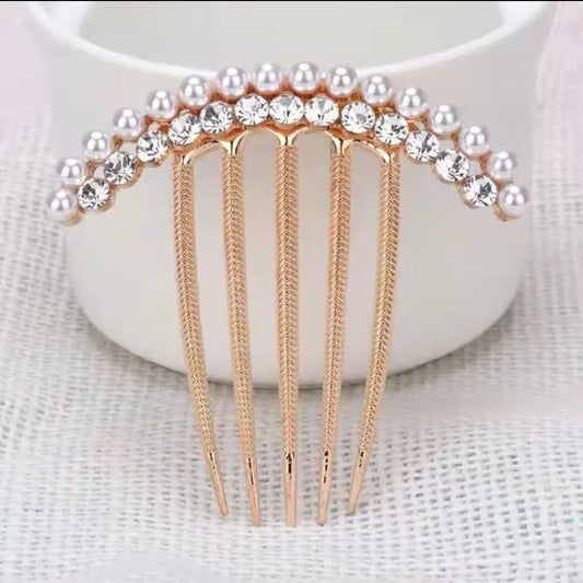 New Pearl Crystal Hair Comb Female