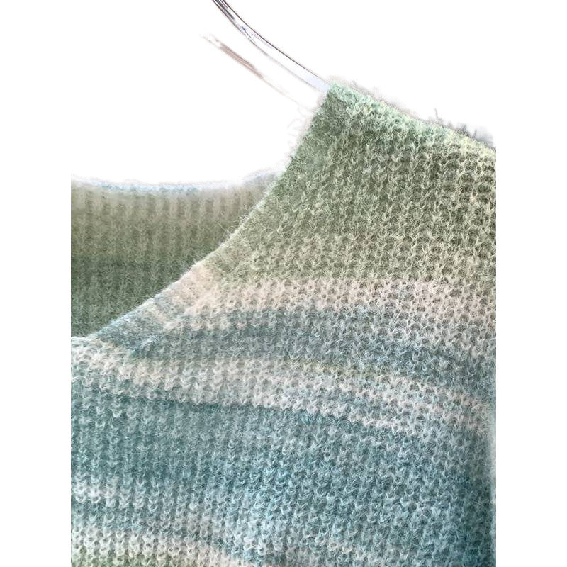 Dopamine Color Stripes Collar Sweater Women