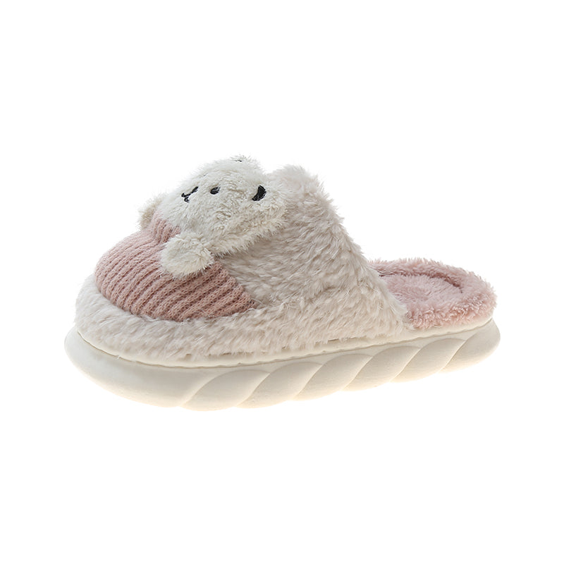 Female Cute Cartoon Baotou Indoor Woolen Cotton Slippers