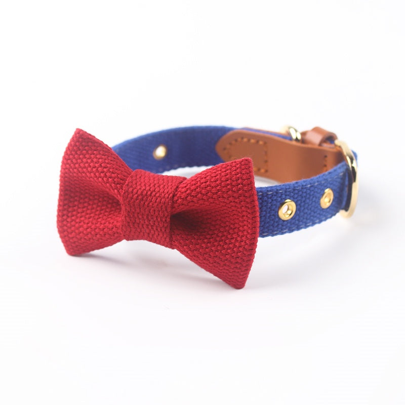 Canvas Hand Holding Rope Leather Stitching Collar Bow