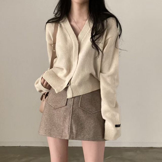 Loose Leisure All-matching Long-sleeved Knitted Cardigan Jacket