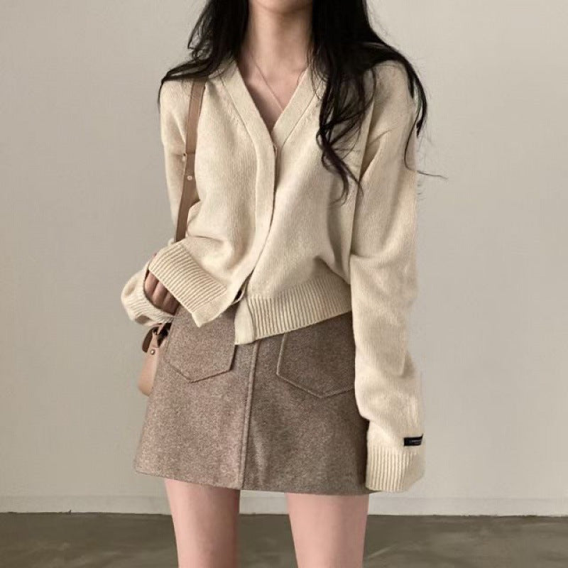 Loose Leisure All-matching Long-sleeved Knitted Cardigan Jacket