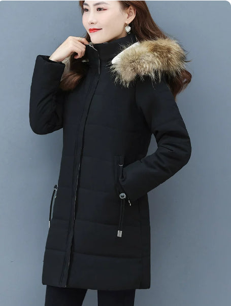 Womens Mid-Length Padded Cotton-Padded Jacket