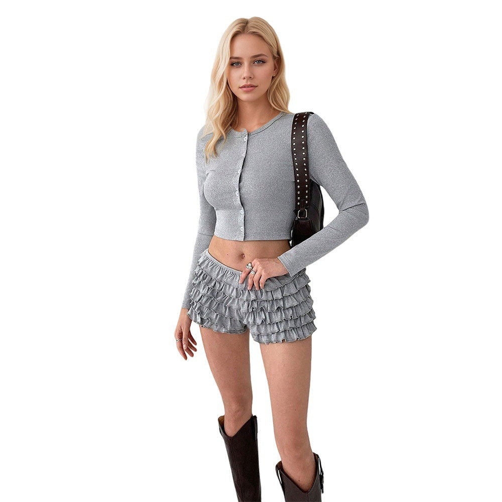 Women's Autumn Winter New Solid Color Slim High-End Long Button-Up Cardigan Long Sleeve Top