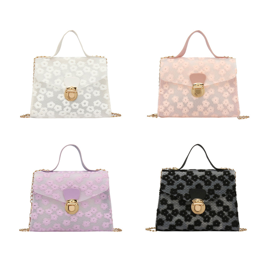 Embroidered Portable Daisy Small Square Bag