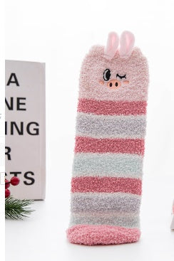 Christmas Stocking Triangle Boxed Coral Velvet Floor Socks Thickened