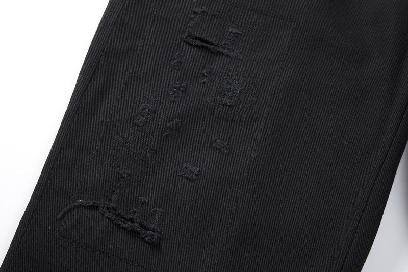 High Street Back Zip Frayed Black Jeans