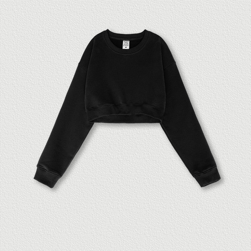 Women's Retro Cropped Navel Hot Girl Short Sweatshirt