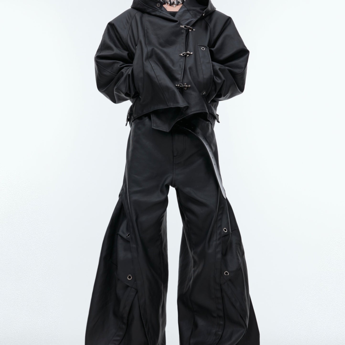 Profile Heavy Industry Hooded Leather Coat Suit