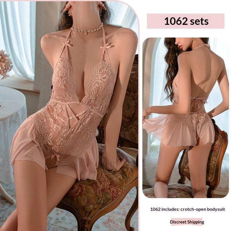 Lace Halter-Neck Seductive Bodysuit