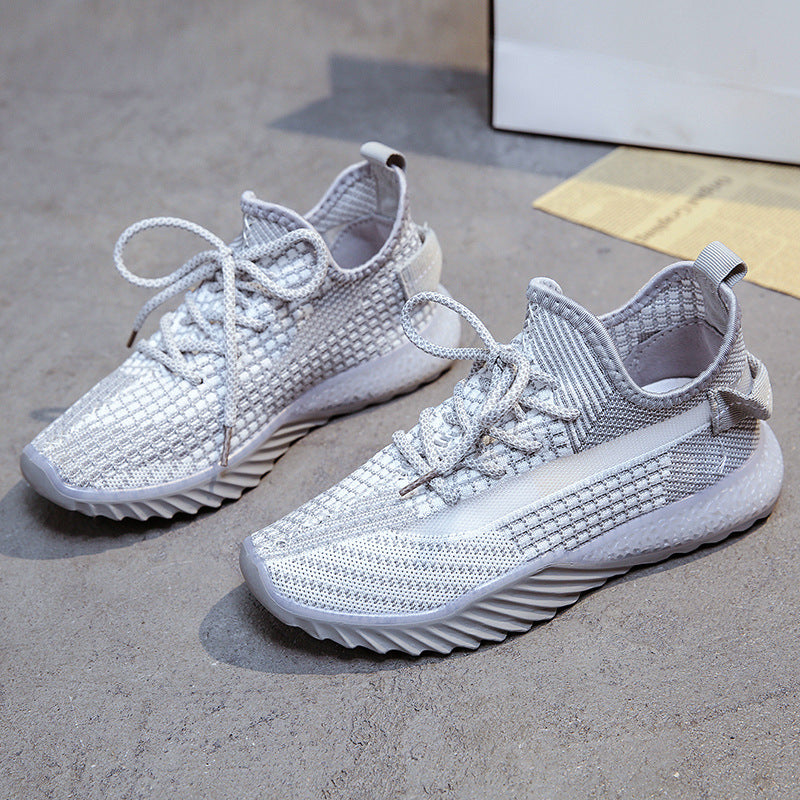 Flying Woven Thick-soled Breathable Running Shoes