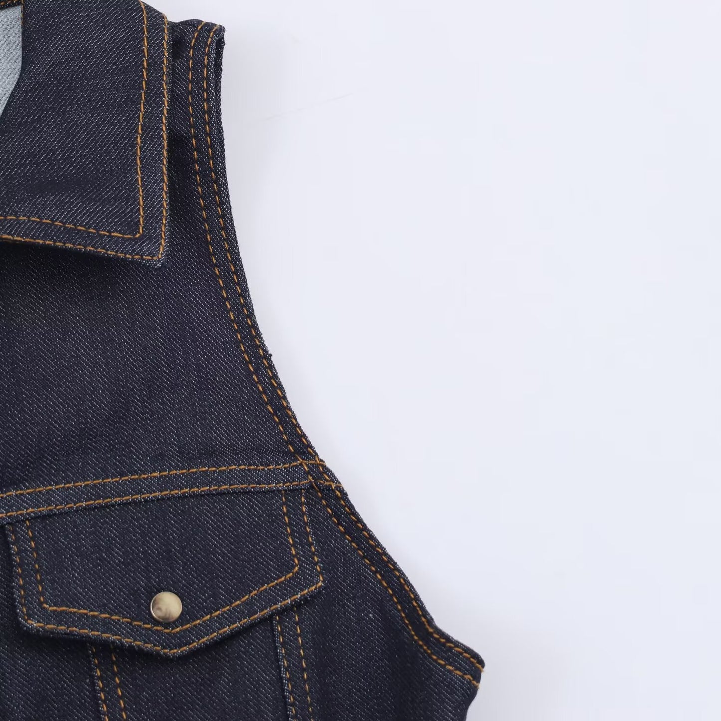 Womens Fashion Solid-Color Sleeveless Denim Bodycon Jumpsuit