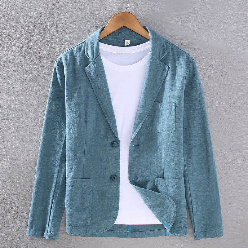 Japanese Flat Collar Casual Ramie Small Suit Men's Versatile