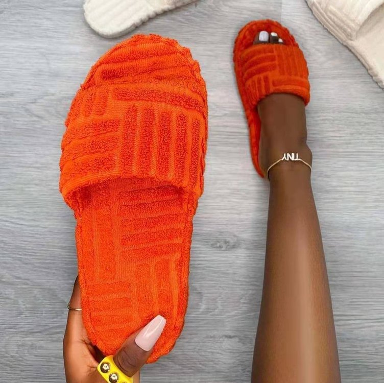 Large Size Fashion Casual Thick-Soled Wool Slippers