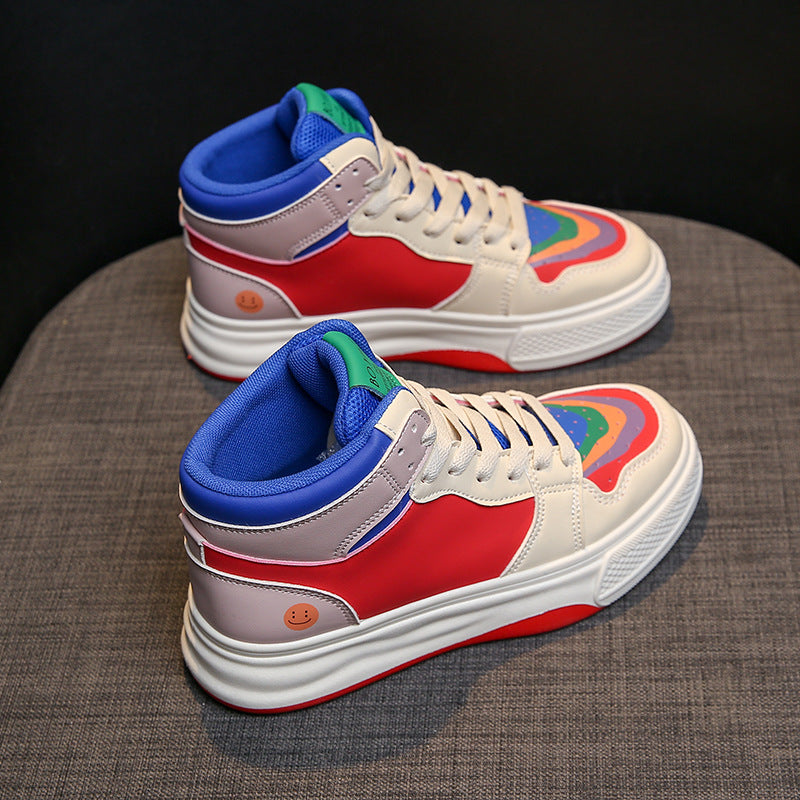 High Top White Shoes Women's Thick Bottom Casual Sports Skate Shoes