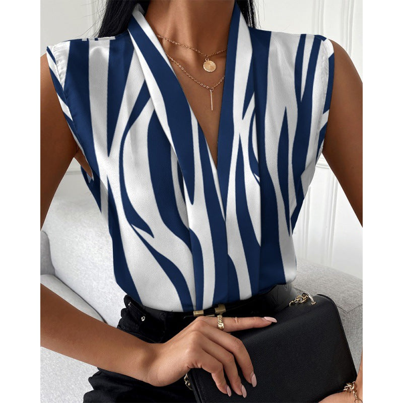 Printed Sleeveless Shirt Top For Women