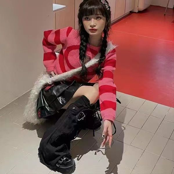 Star Embroidery Tie-neck Denim Retro Slightly Flared Women's Pile Tube Socks Leg Warmer