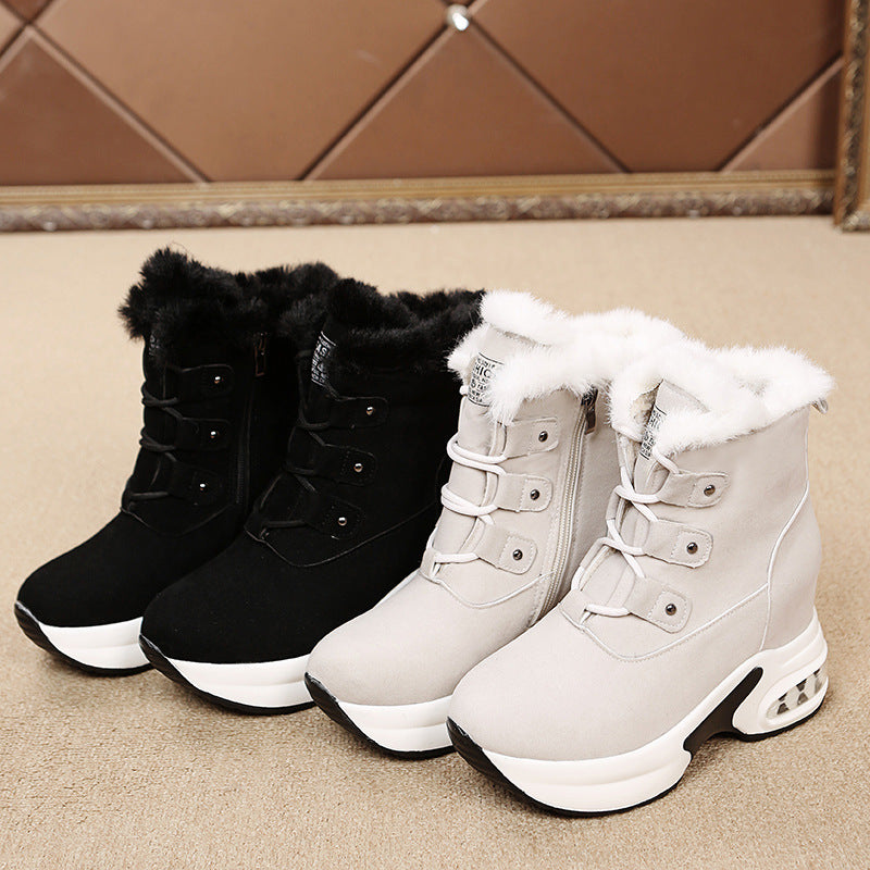 Warm And Velvet Cushioned Thick Soled Cotton Shoes