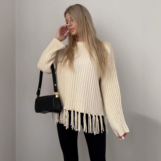Casual All-match Solid Color Knitted Top For Women