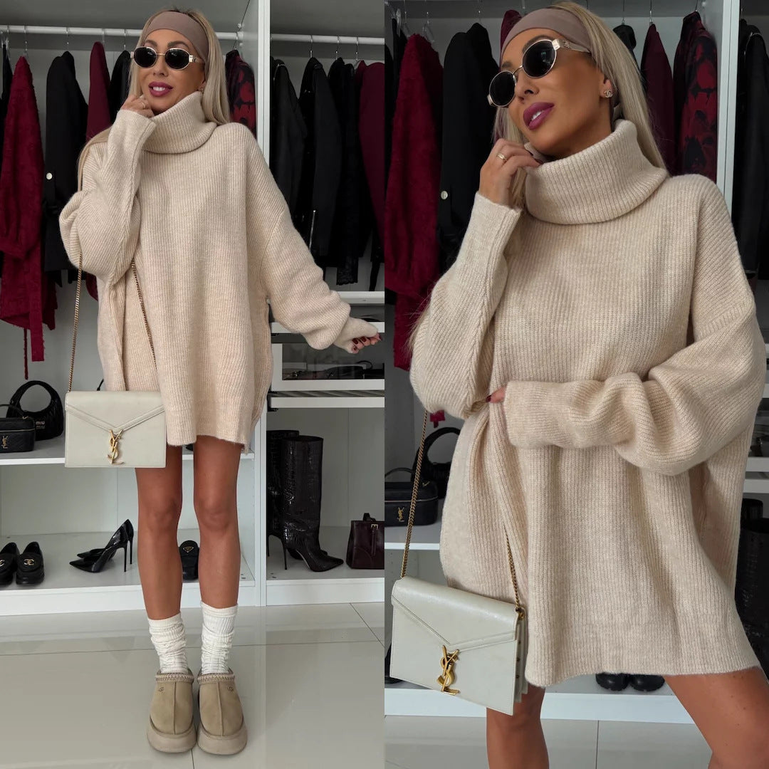 Women's Turtleneck Long Sleeve Knitted Long Sweater