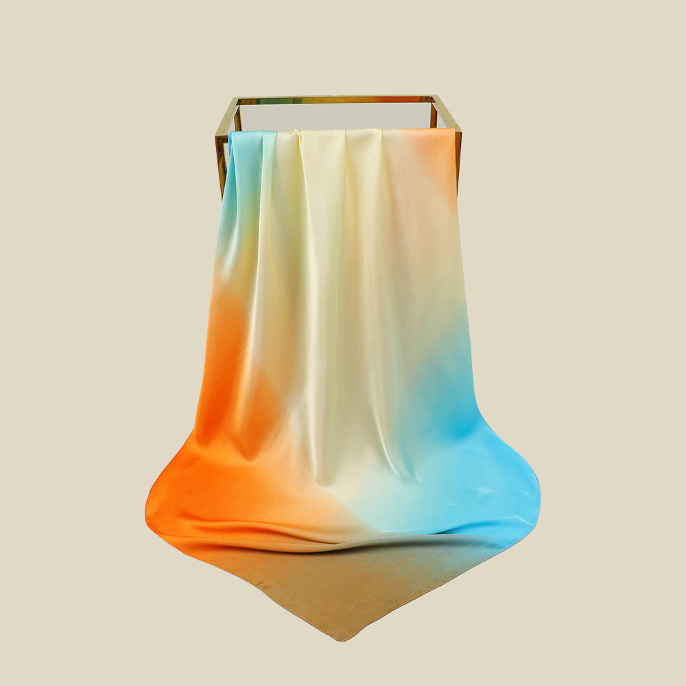 Gradient Color Artificial Silk Square Scarf 90cm Fashion All-match Scarf