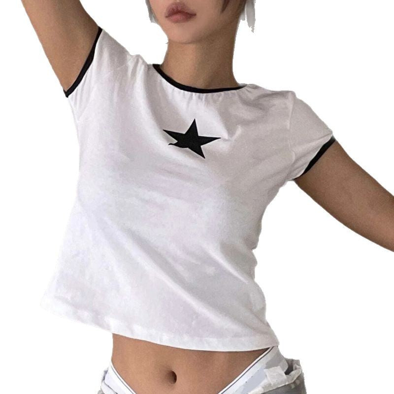 Crew-neck Top With Star Print