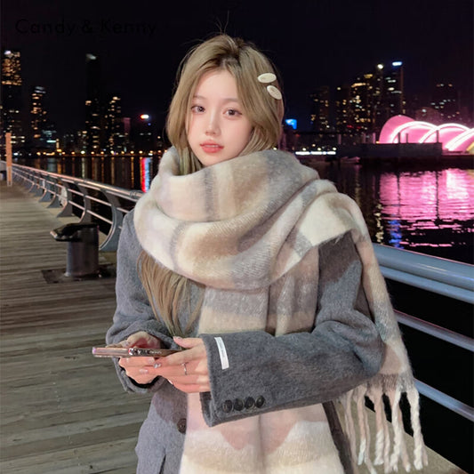 Versatile Thickened Trendy Tassel Neck Warmer In The Maillard Style