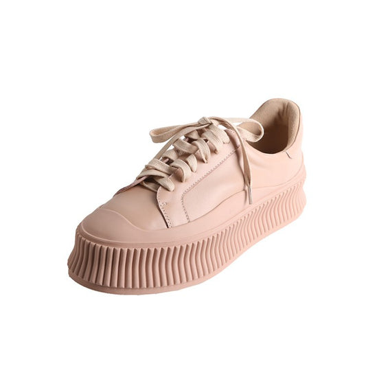 Casual Thick-soled Round Toe Lace-up Sneakers Biscuit Shoes