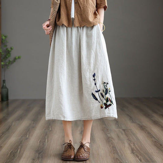 Summer Retro Women's Cotton And Linen Skirt