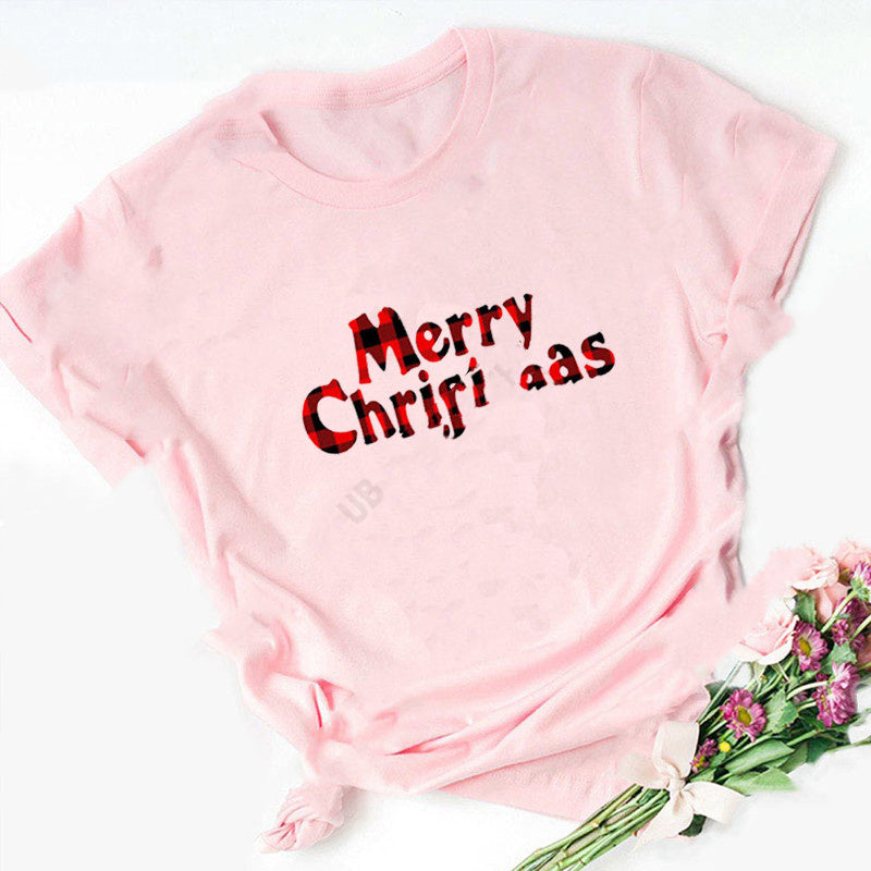 Christmas Santa Elk T-Shirt Couple Short Sleeve