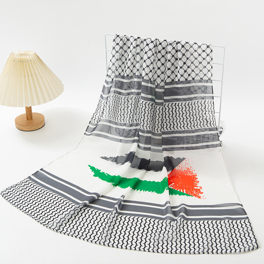 Flag Print Chiffon Scarf Arab Fashion Scarf Middle East Dubai Shawl