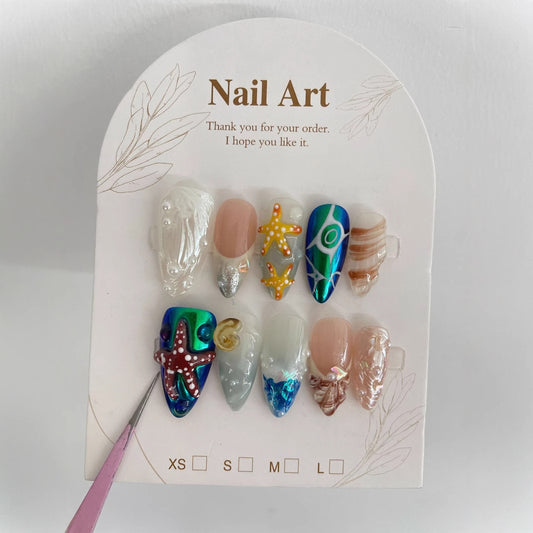 Hand-painted Happy Underwater World Manicure