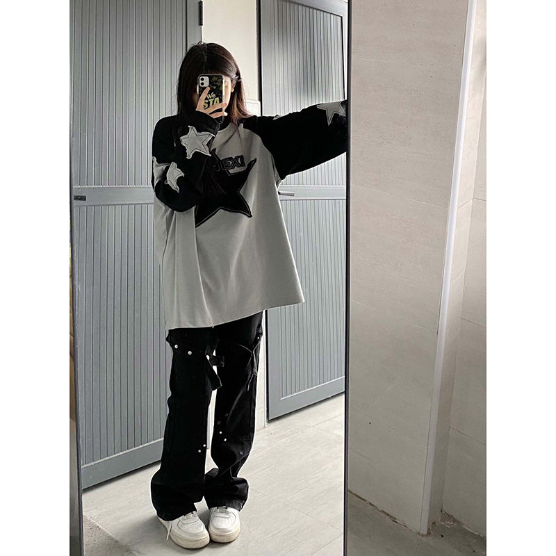 Patch XINGX Long-sleeved T-shirt Women's Retro Top