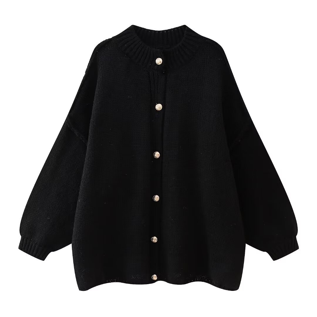 Fastener Decoration Batwing-sleeved Jacket Women's Clothing