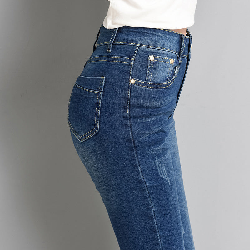 Kvinder Slim Fit Elastiske Lige Jeans