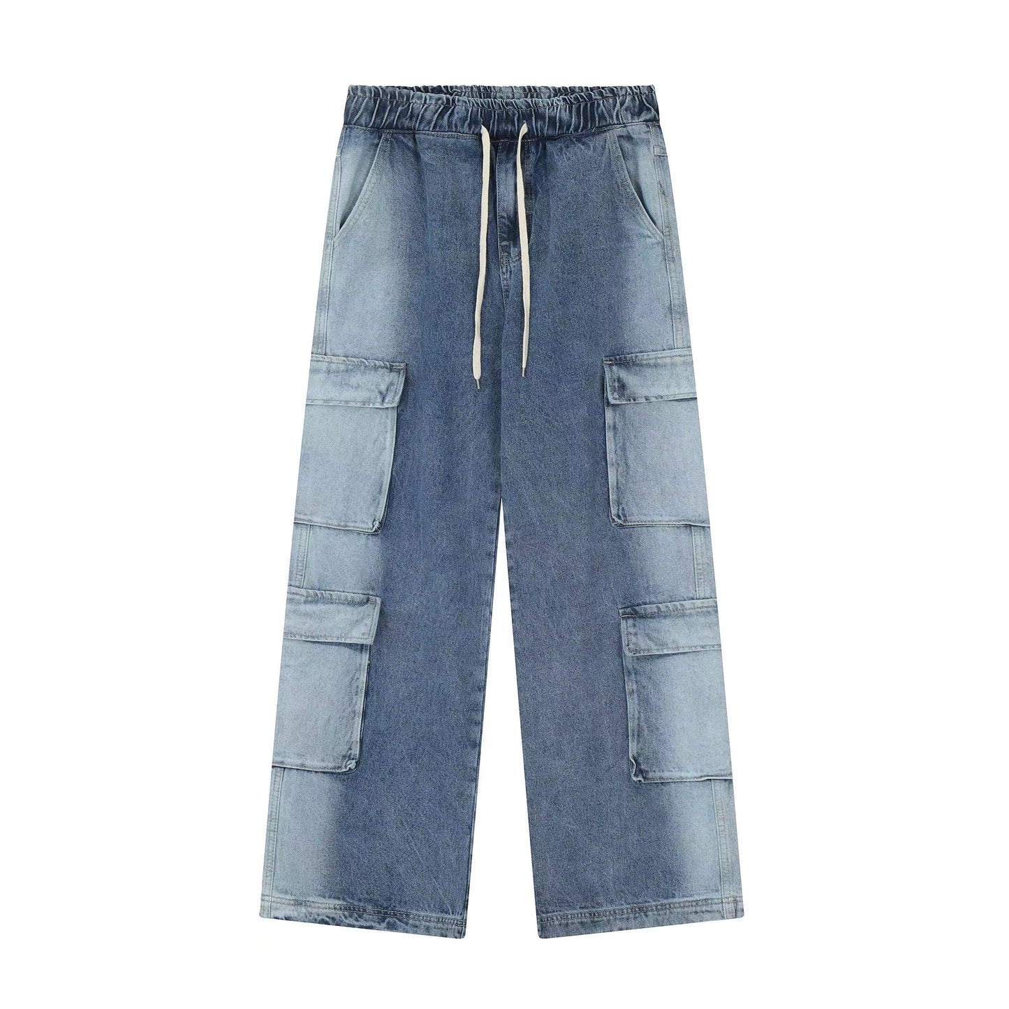 Vintage jeans med elastik i taljen og mange lommer