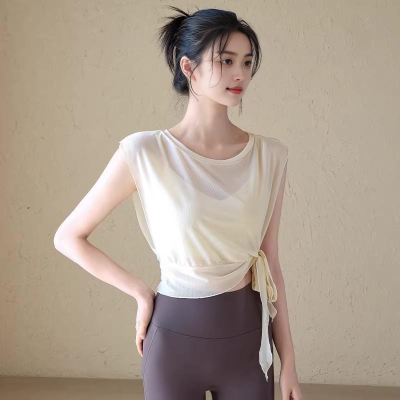 Mesh Quick-drying Fixed Chest Pad Fitness Dance Top Blouse