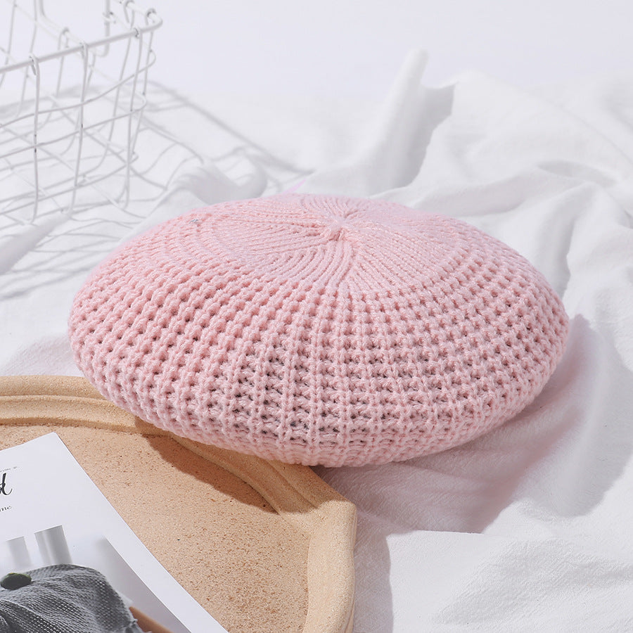 Popular Macaron Color Knit Beret Hat Women