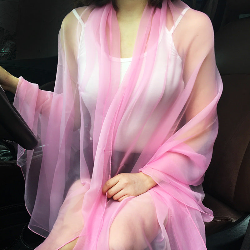 Thin Versatile Solid Color Beach Towel Chiffon Sunscreen Shawl Scarf