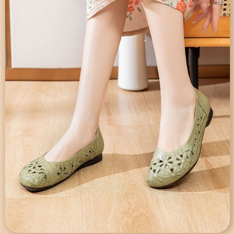Womens Breathable Flat Non-slip Leather Sandals Soft
