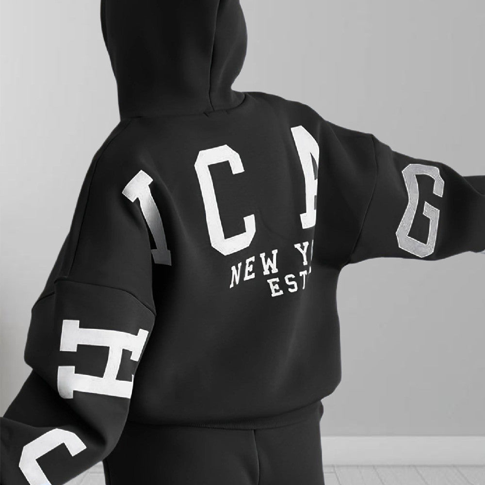 Sweater til kvinder med bogstavtryk og hætte