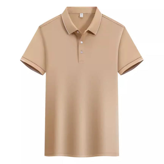ICE Cotton Single Side Color Secondary Collar Lapel Short Sleeve Polo Shirt