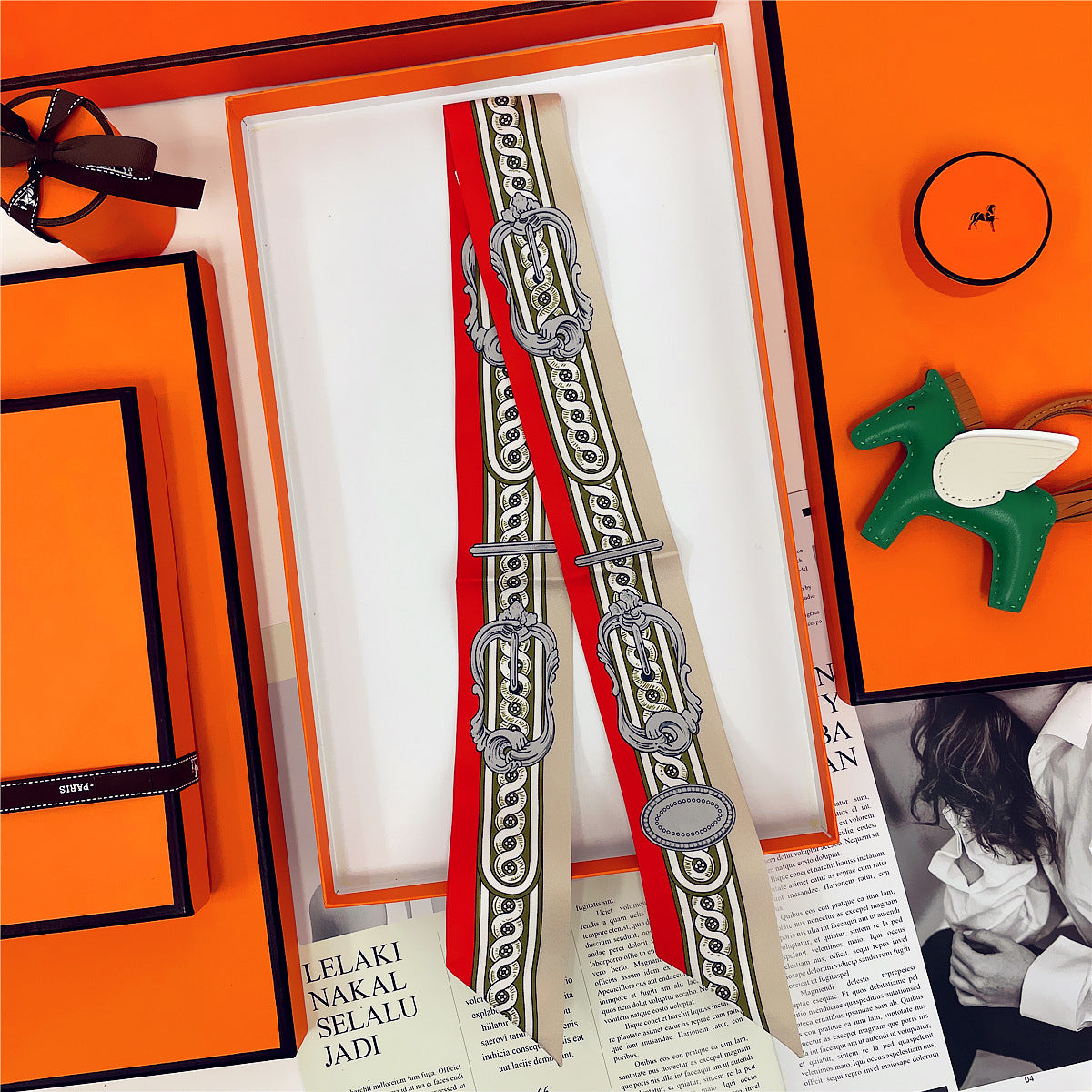 Thin Narrow Ribbon Strip With Floating Ends