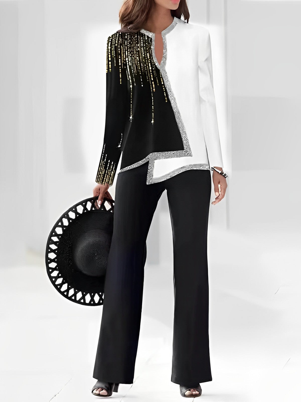 Women's Fashion 3D Digital Printing Shirt And Trousers Suit
