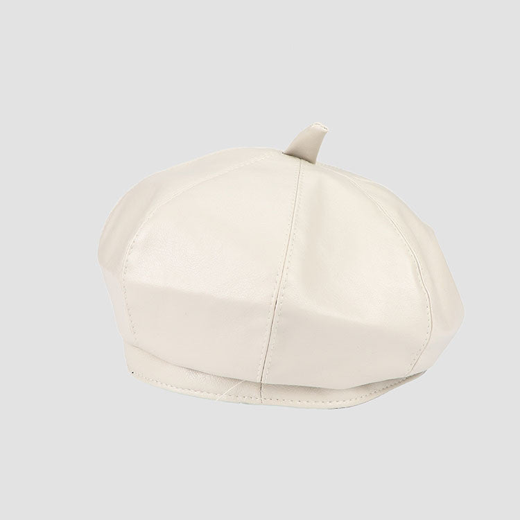 Women's English Vintage Leather Octagonal Hat