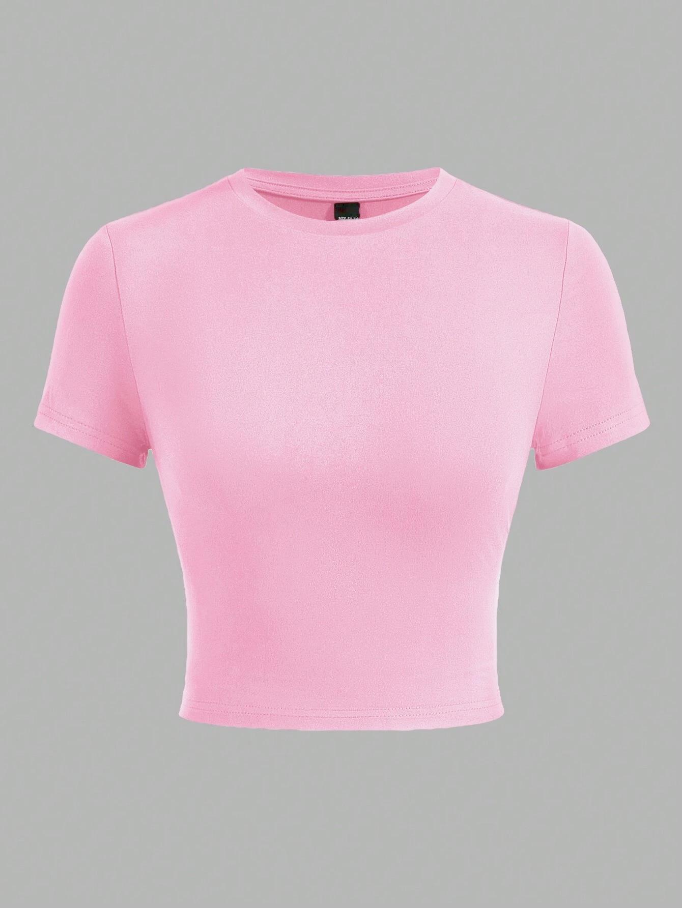Short Form-fitting Crew-neck Topsexy And Casual